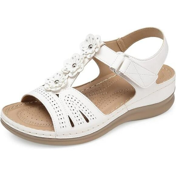 Womens Wedge Sandals Platform Summer Open Toe Dressy Casual Velcro Comfort - Picture 7 of 7